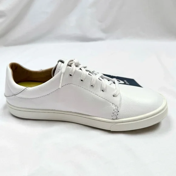 New OluKai Pehuea Li Ili Leather Women’s Slip On In Sneakers Shoes 8.5 White NIB - Picture 3 of 12